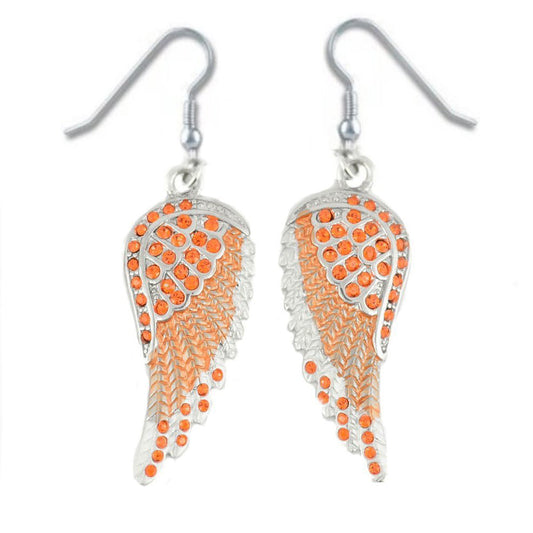 Sk2248 Orange Painted Winged French Wire Earring Imitation Crystals Earrings