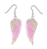 Sk2249 Pink Painted Winged French Wire Earring Imitation Crystals Earrings
