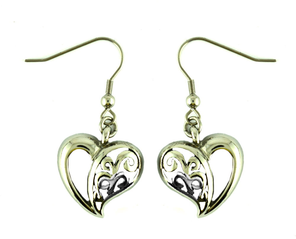 Sk2330 Heart Earrings Stainless Steel French Wire