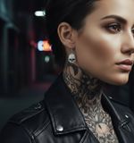 SK2357 Earrings Stainless Steel Skull Embellished Imitation Diamonds Lever Back 5/8" Tall