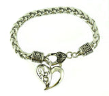 Sk2360 Heart Bracelet Stainless Steel 8’ Chain 7 Millimeter