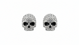SK2362 Small Earrings Stainless Steel Skull Embellished Imitation Diamonds Post & Nut  11MM Tall