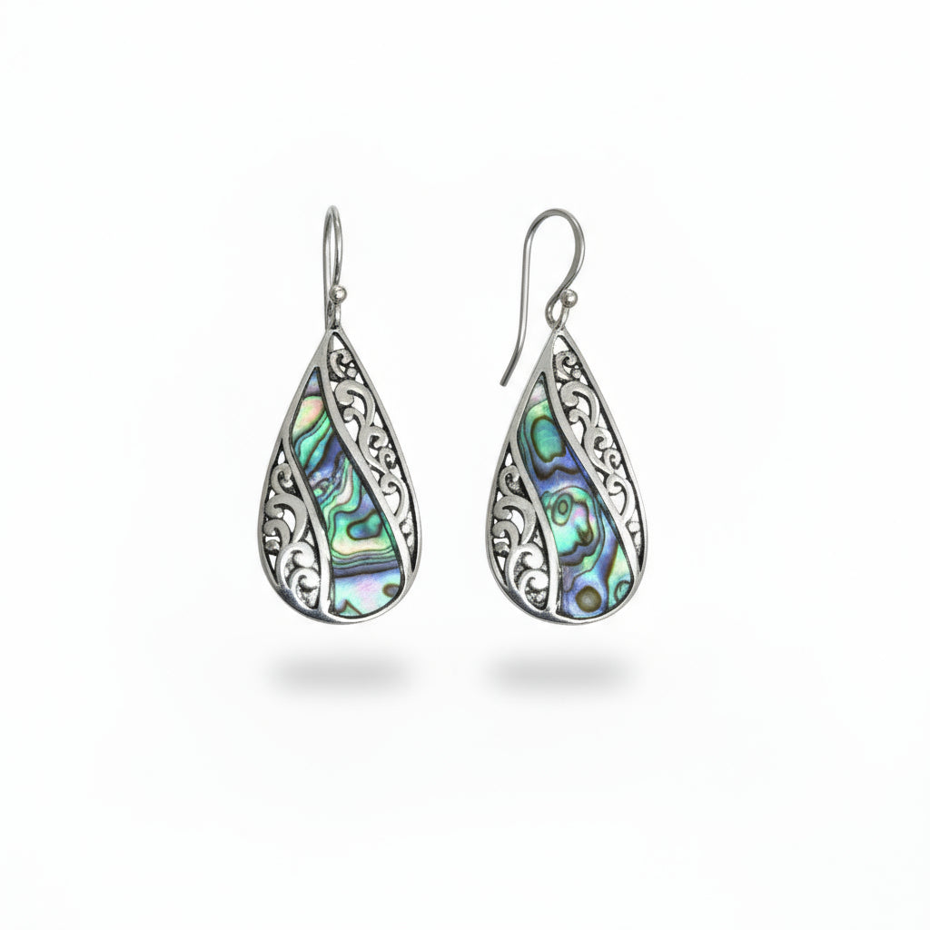 SK2520E Earrings Stainless Steel Abalone Teardrop