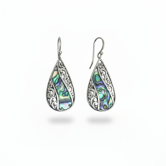 SK2520E Earrings Stainless Steel Abalone Teardrop
