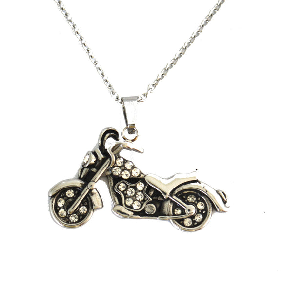 Sk2600 Ladies Bling Motorcycle Pendant With Necklace 19 Stainless Steel Jewelry