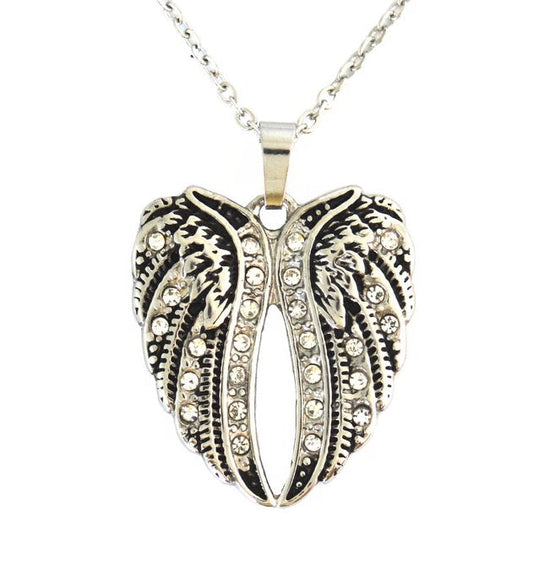 Sk2601 Ladies Bling Wing Pendant With Necklace 19 Stainless Steel Motorcycle Jewelry