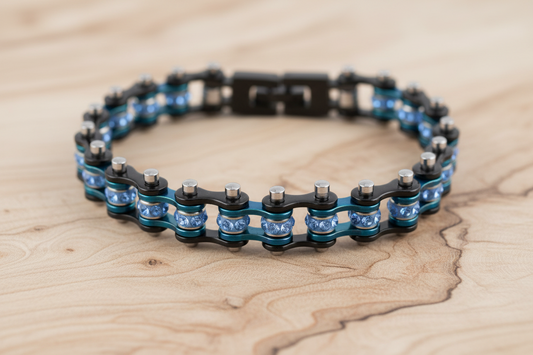 SK2202 Wide Mini Size Two Tone Black Blue With Blue Crystal