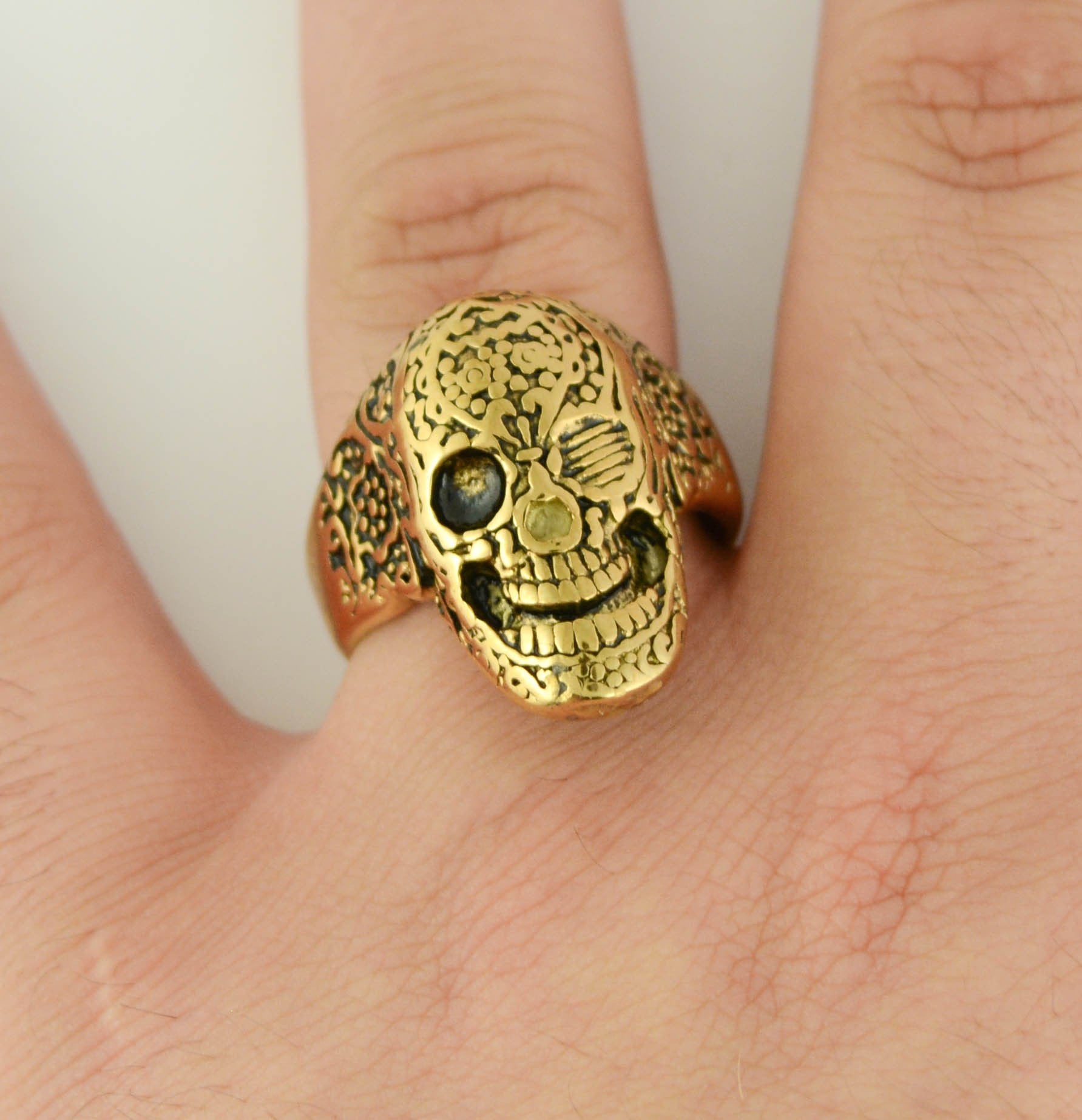 Sk1752 Gents Tattoo’s Gone Wild Ring Gold Plate Edition Stainless Steel Motorcycle Biker Jewelry