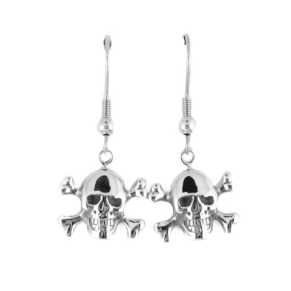Sk1628 Skull Bones French Wire Earrings Stainless Steel Motorcycle Biker Jewelry