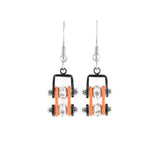 Sk2012E Mini Two Tone Black Orange With Crystal Centers Bike Chain Earrings Stainless Steel