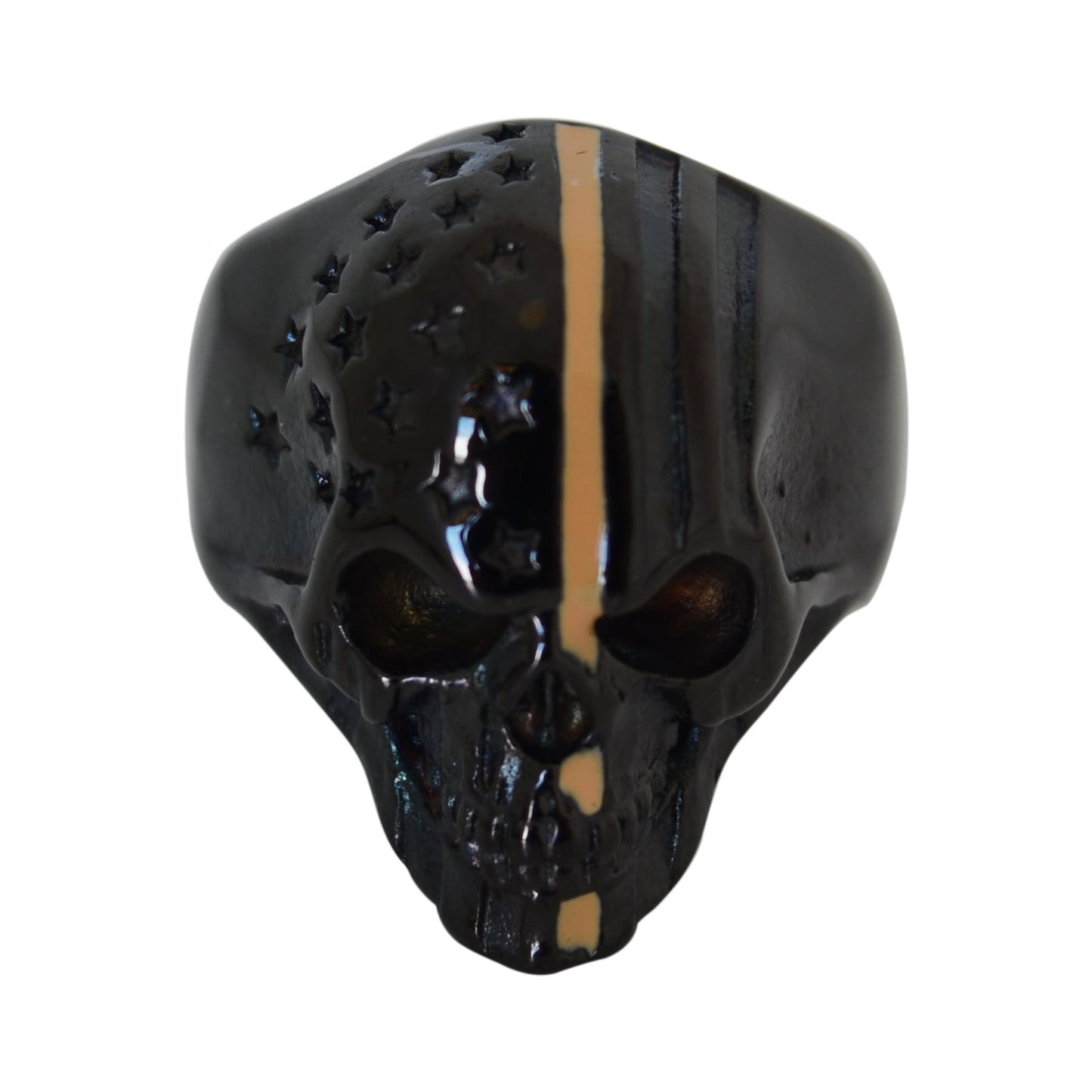 Sk2331 Desert Storm Tan Skull Ring Stainless Steel American Flag Patriot Rings