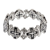 Sk1716 Men’s Greek Halo Cross Bracelet Stainless Steel