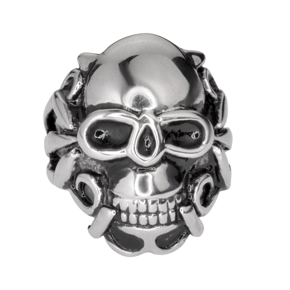 Sk1011 Stainless Steel Gents Angel Skull Ring Rings
