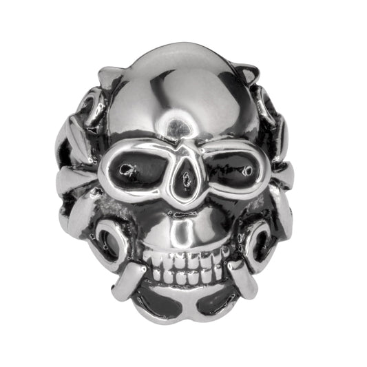 Sk1011 Stainless Steel Gents Angel Skull Ring Rings
