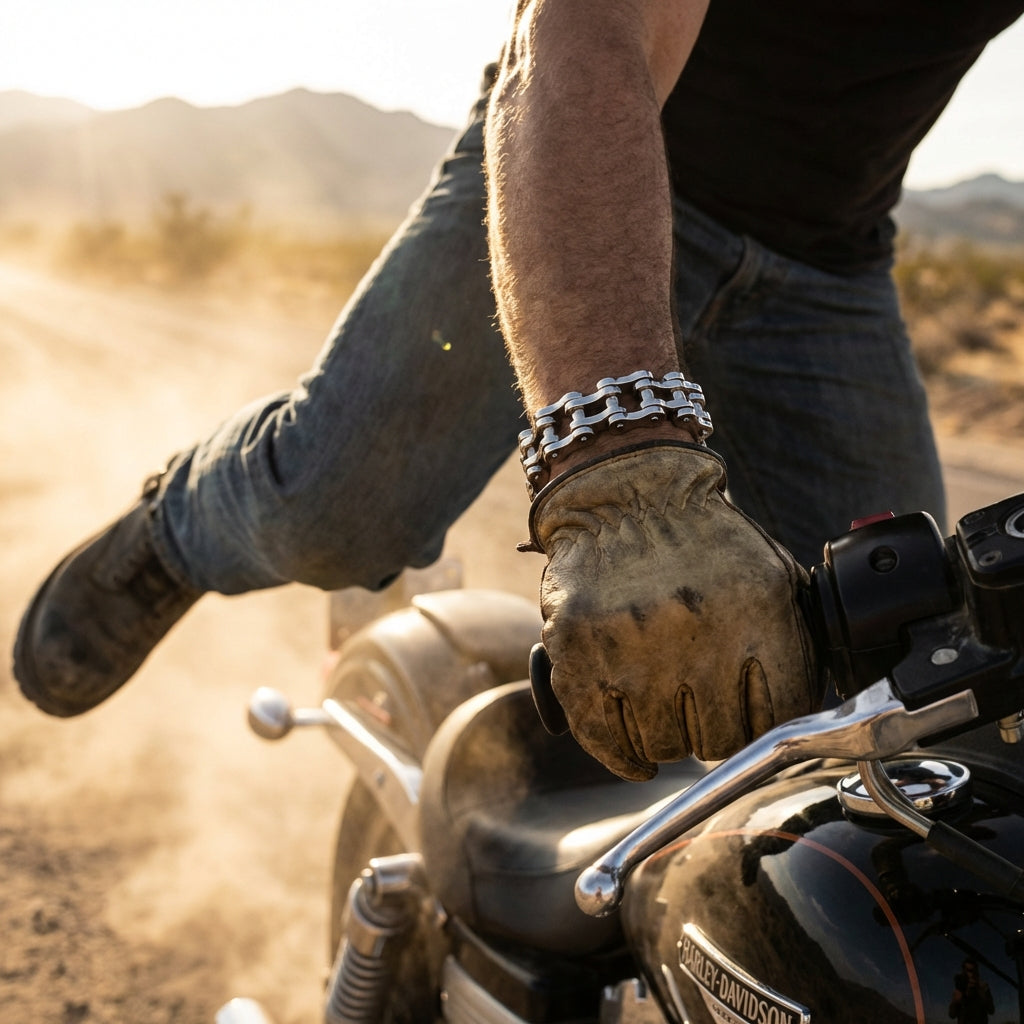 SK1177 All Stainless 1" Wide THICK LINK Men's Stainless Steel Motorcycle Chain Bracelet