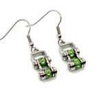Sk2215E August Edition Mini 3/8’’ Wide Stainless Steel Peridot Imitation Crystal Earrings