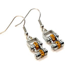 Sk2217E November Edition Mini 3/8’’ Wide Stainless Steel Citrine Imitation Crystal Earrings