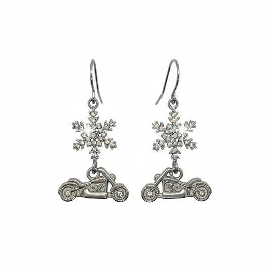 SK2705 Ladies Holiday Earrings Snowflake with Motorcycle Earrings