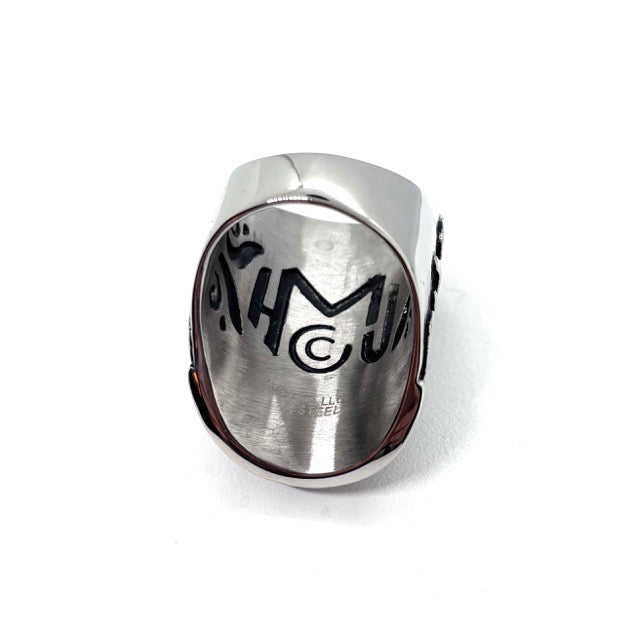 SK1745  Ladies Big Crystal Fancy Design Ring Stainless Steel Motorcycle Jewelry  Size 6-12