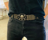 SK9001D Mens Easy Rider Belt 1 1/2" Wide with Skull Buckle Distressed