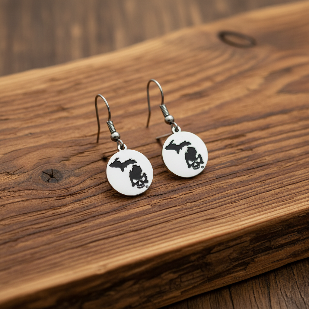 Michigan Bike Life Necklace and Earrings