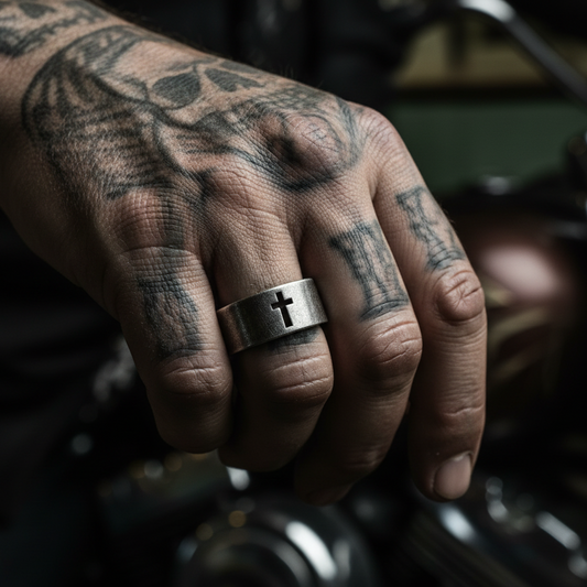 Men's Rugged Open Cross Ring