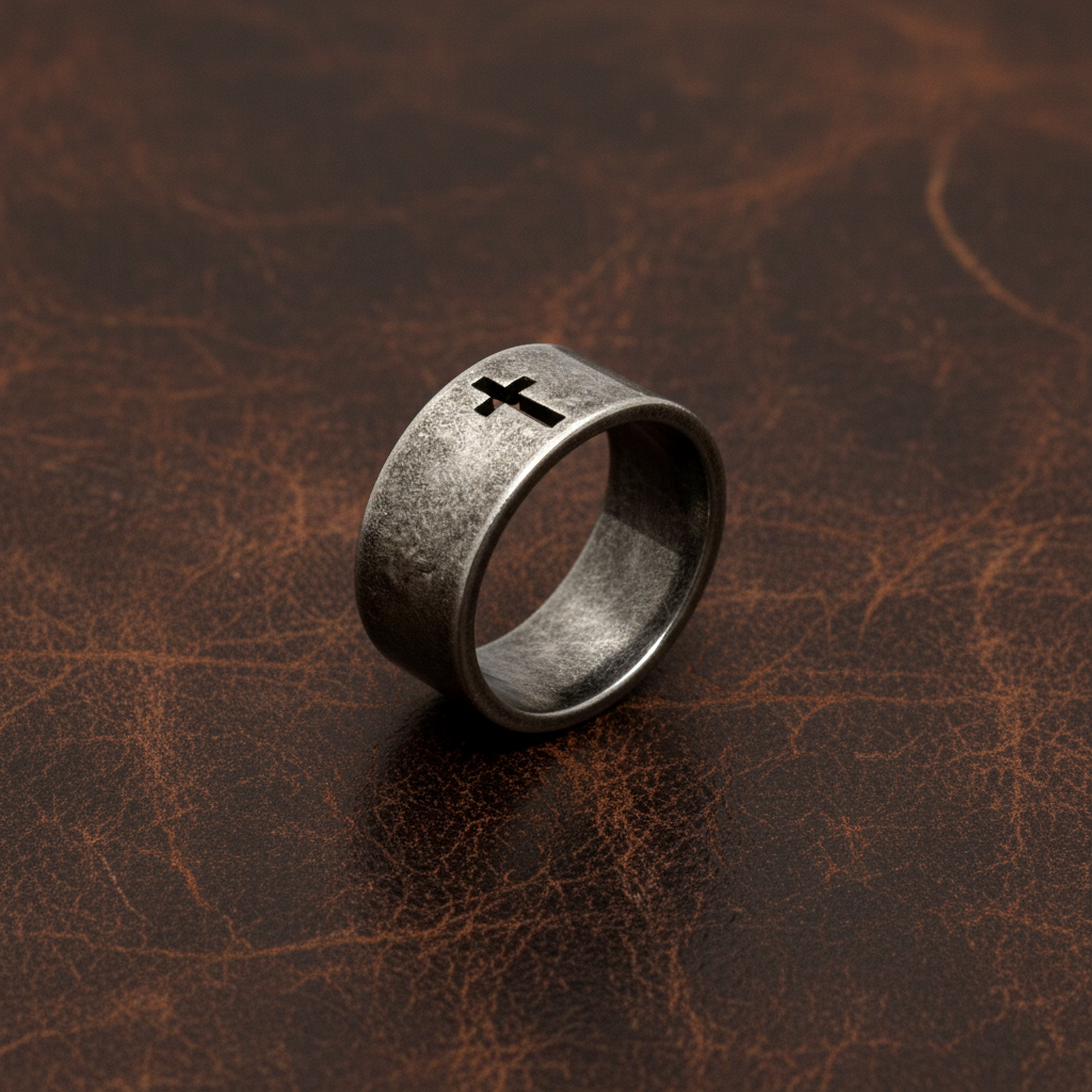 Men's Rugged Open Cross Ring