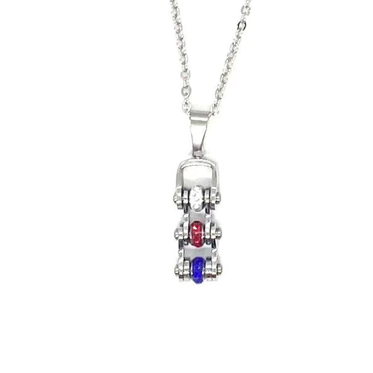 Sk2342N Pendant Mini Chain Link With Necklace Silver Red White Blue Stainless Steel Necklaces