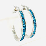 SK2906 Ladies Aquamarine Crystal Earrings - Three Sizes Available