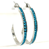 SK2906 Ladies Aquamarine Crystal Earrings - Three Sizes Available