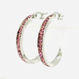 SK2904 Ladies Pink Crystal Earrings - Three Sizes Available