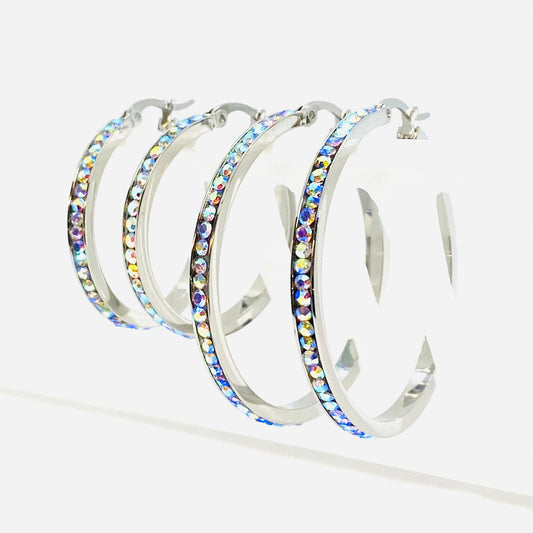 SK2346 Rainbow Crystal Earrings - Two Sizes Available Earrings