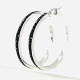 SK2900 Ladies Black Crystal Earrings - Three Sizes Available