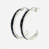 SK2900 Ladies Black Crystal Earrings - Three Sizes Available