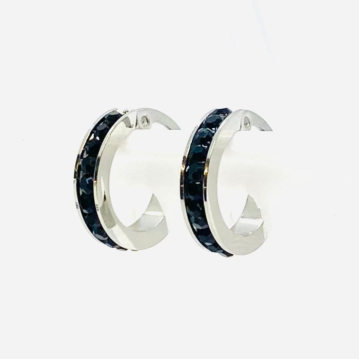 SK2900 Ladies Black Crystal Earrings - Three Sizes Available Earrings