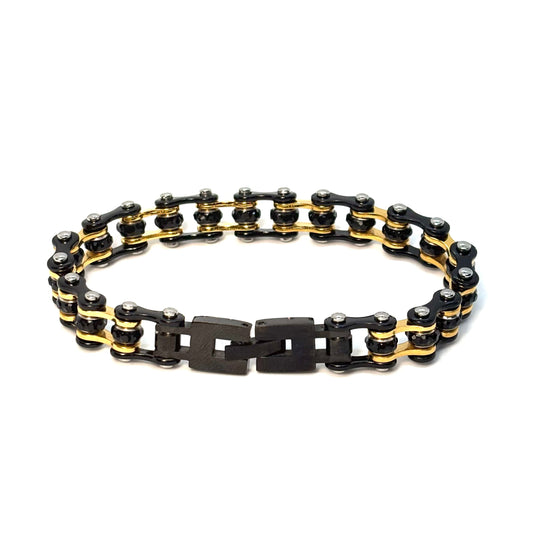 SK2807 3/8’’ MINI MINI Black Gold Black Crystals - Stainless Steel Motorcycle Bike Chain Bracelet Ladies Bracelets