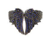 SK2554 Wings Heart Bangle Imitation Blue Diamonds Stainless Steel Heavy Metal Jewelry