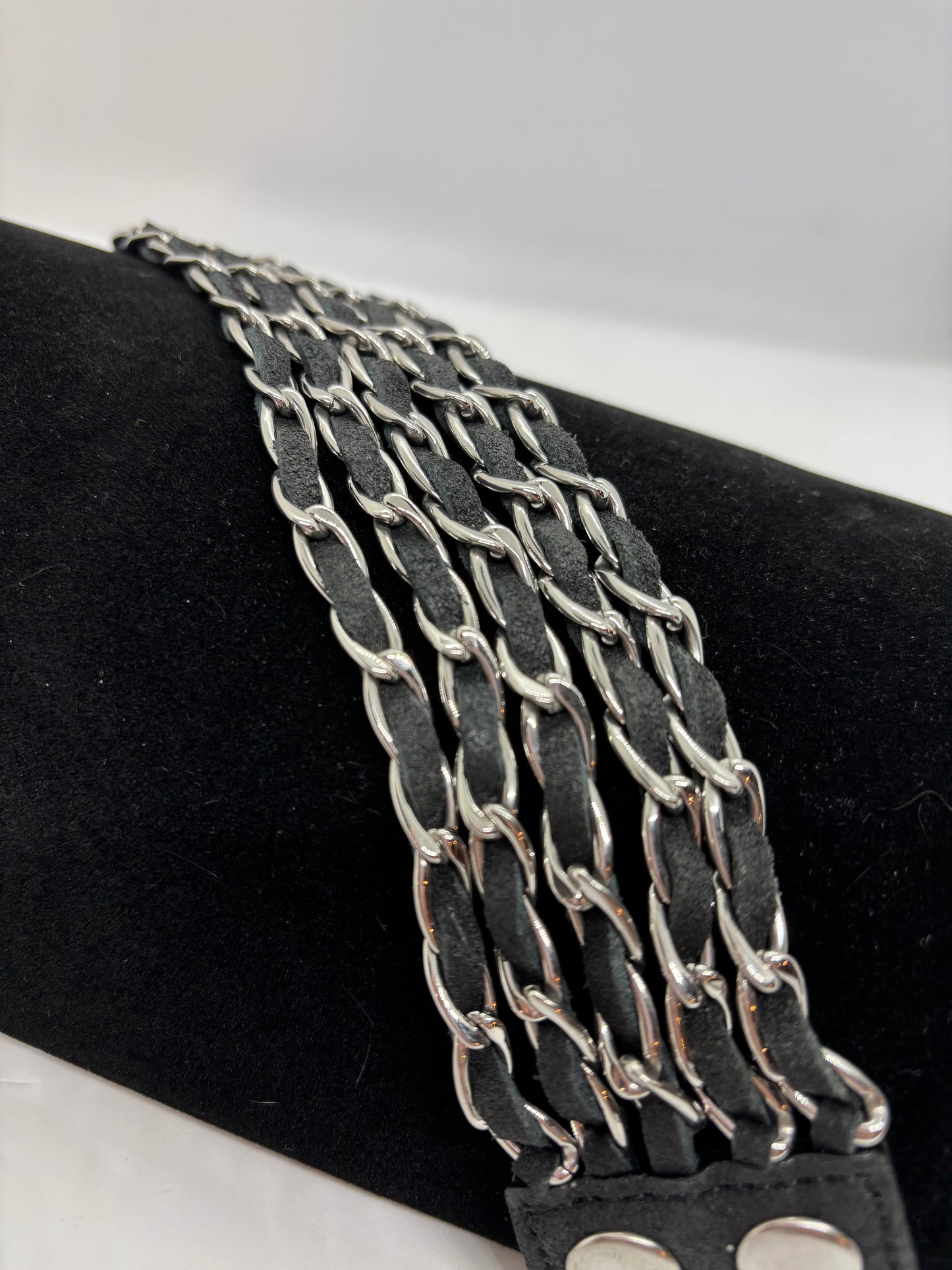 SK1360 Ladies Chain Leather Bracelet Stainless Steel
