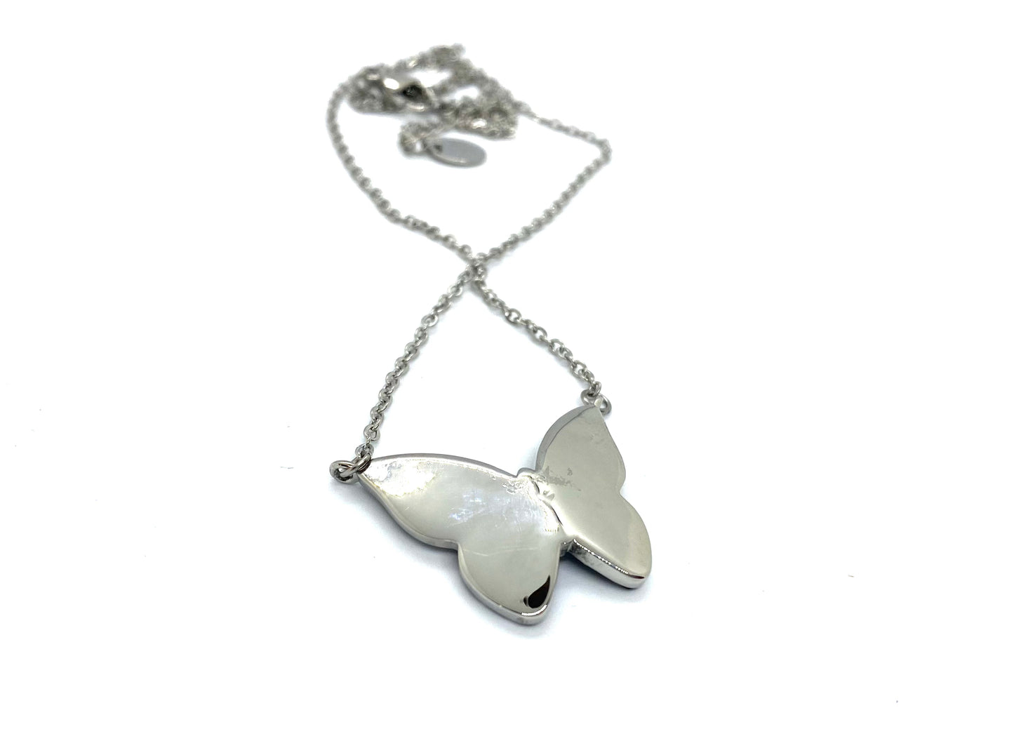 SK2701 Ladies Black Butterfly Sparkling Crystal Stainless Steel Necklace Necklaces