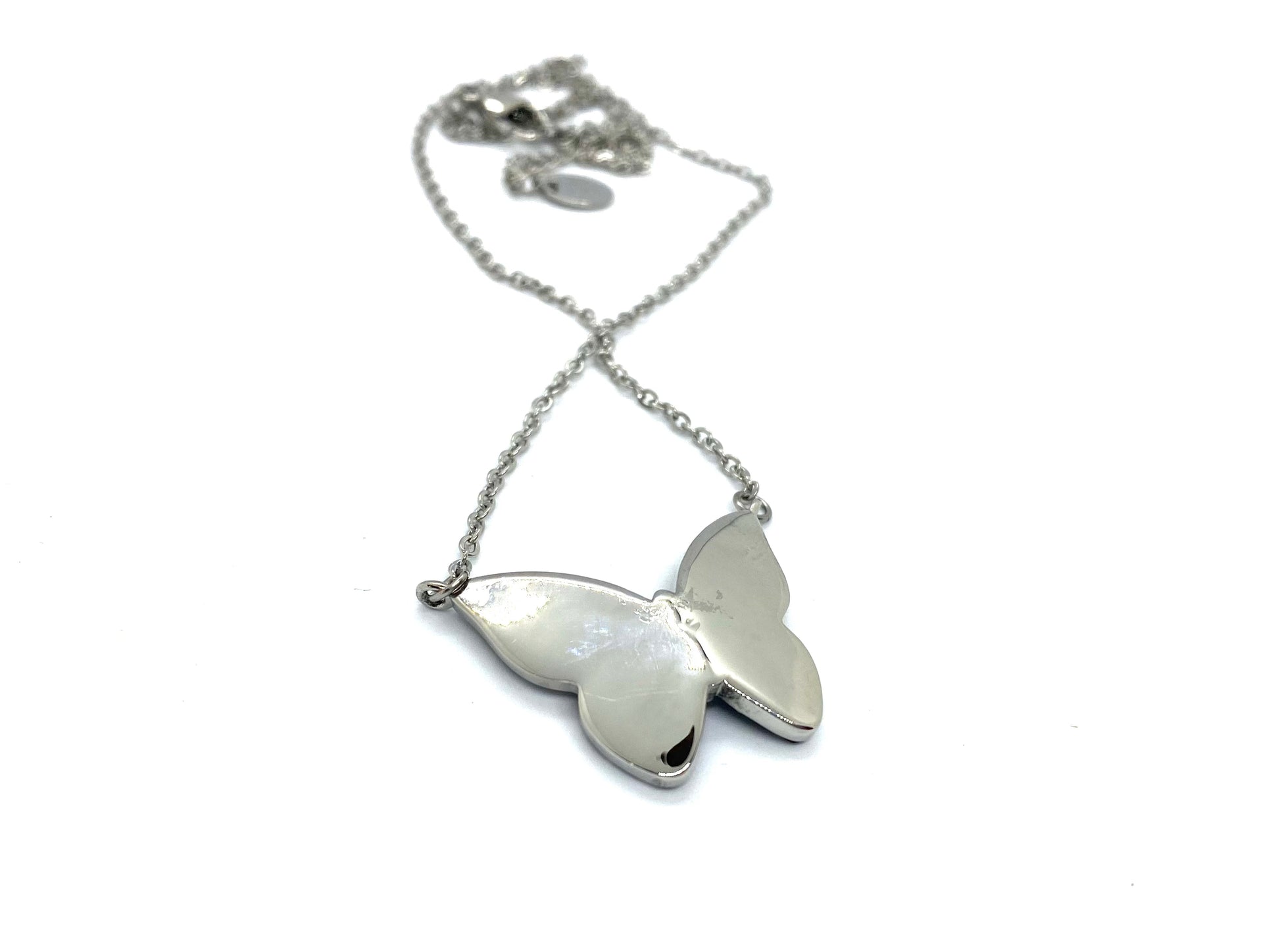 SK2701 Ladies Black Butterfly Sparkling Crystal Stainless Steel Necklace Necklaces