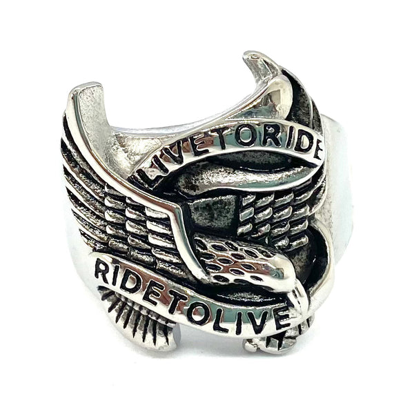 Sk1036 Gents Live To Ride Ring Stainless Steel Rings