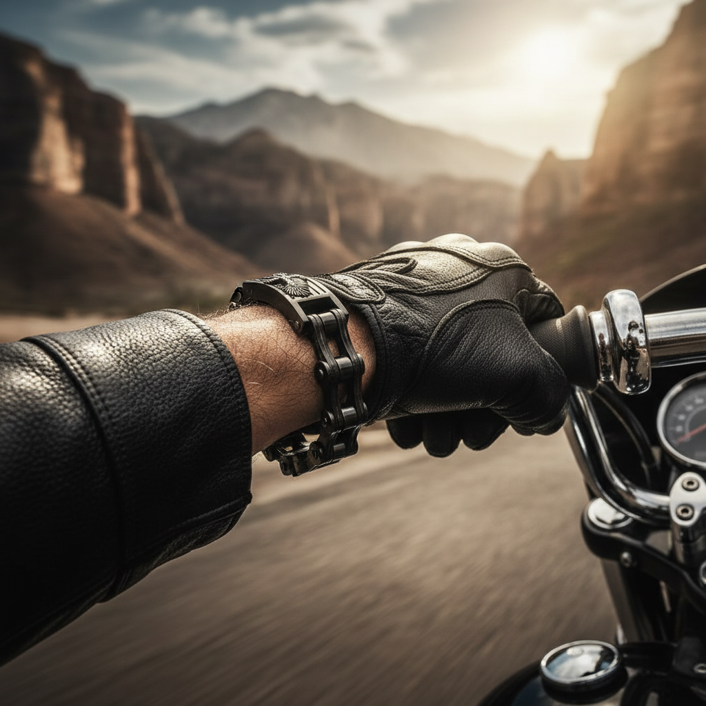 Men’s Eagle Badge Bracelet – Gunmetal 3/4" Stainless Steel Motorcycle Biker Bracelet