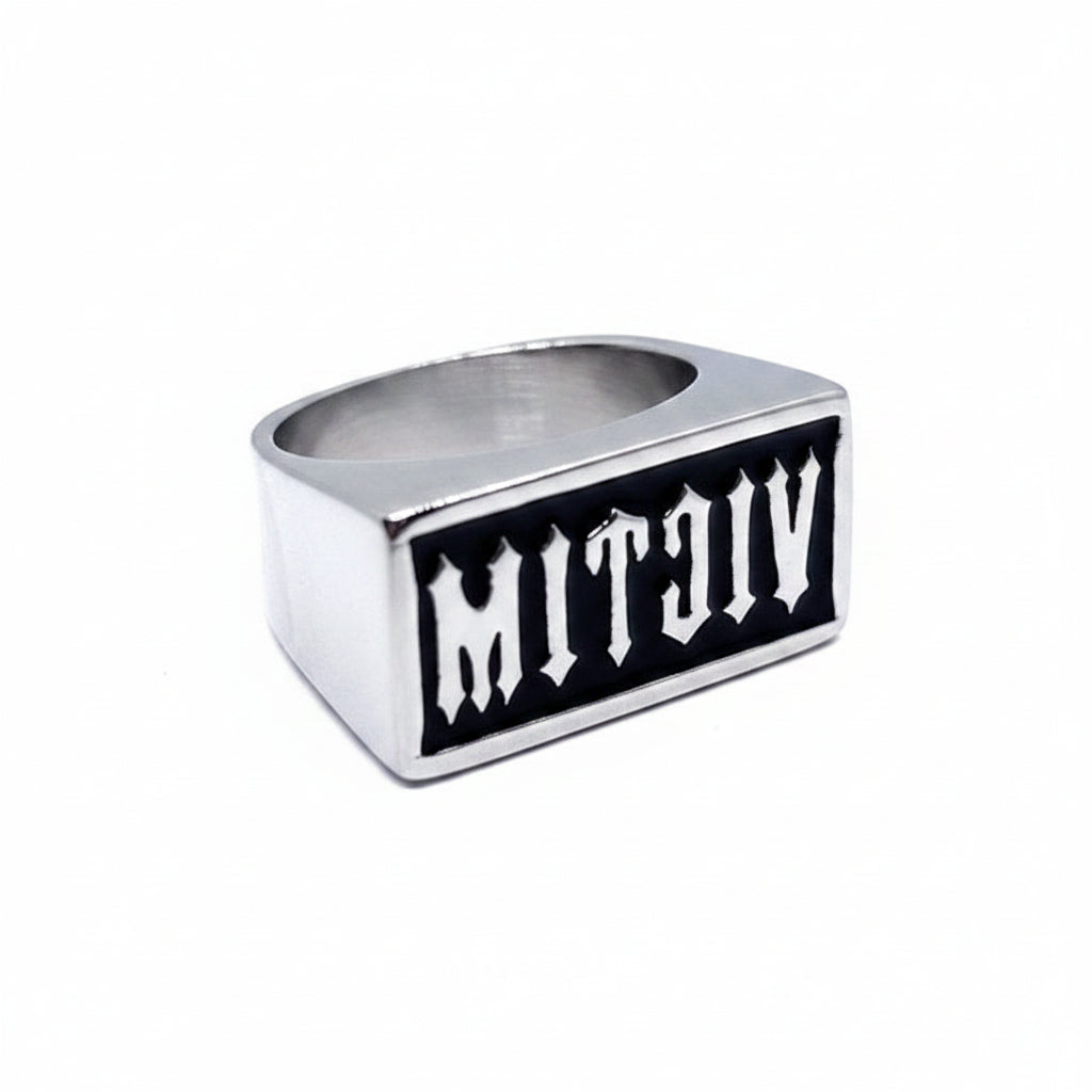 SK1711 Gents Victim Ring Knock-Out Forehead Stamp Stainless Steel Motorcycle Biker Jewelry