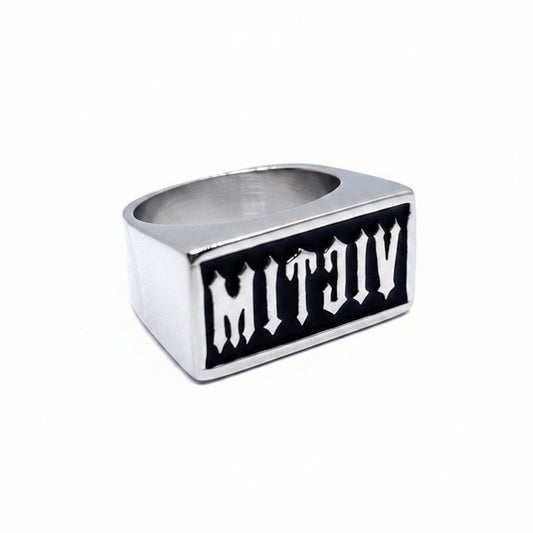 SK1711 Gents Victim Ring Knock-Out Forehead Stamp Stainless Steel Motorcycle Biker Jewelry