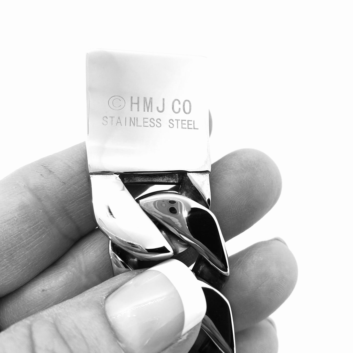 SK1820S Bracelet Shiny Stainless Steel Wide Cuban Link