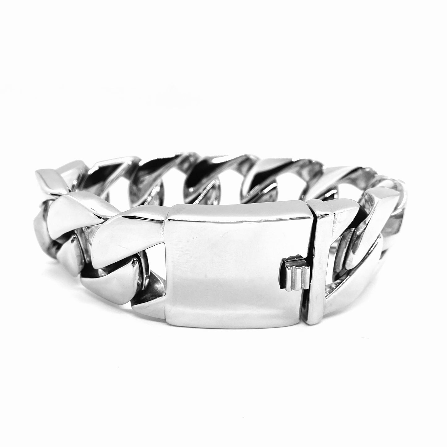 SK1820S Bracelet Shiny Stainless Steel Wide Cuban Link