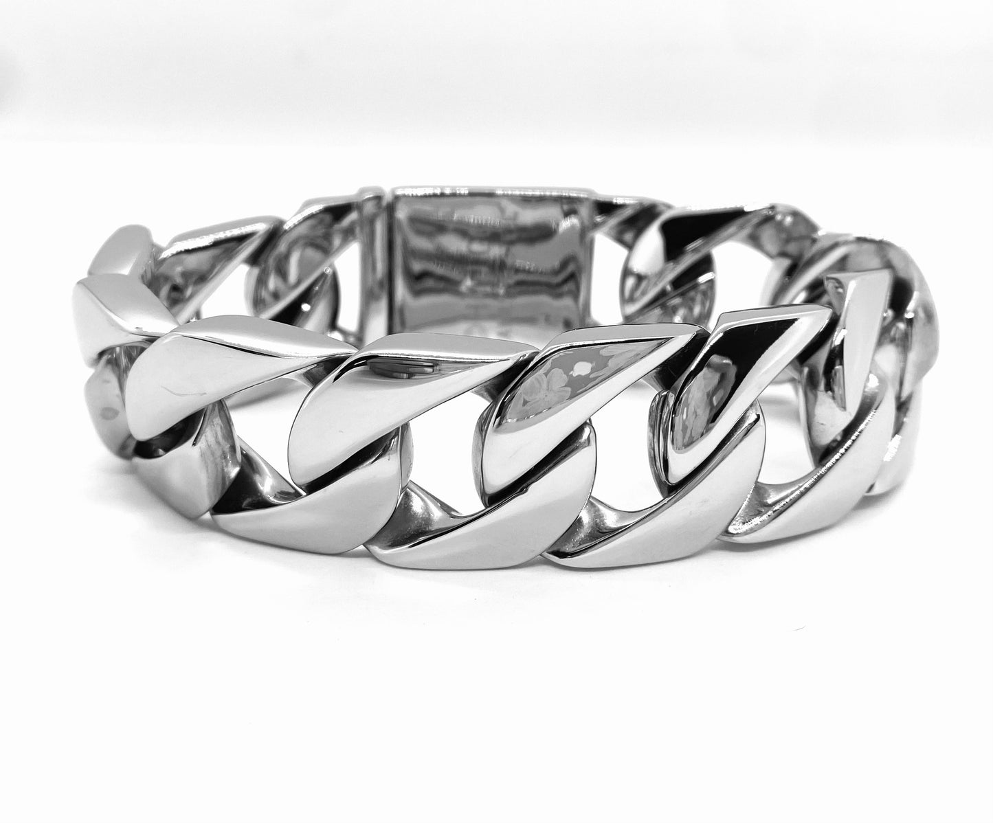 SK1820S Bracelet Shiny Stainless Steel Wide Cuban Link