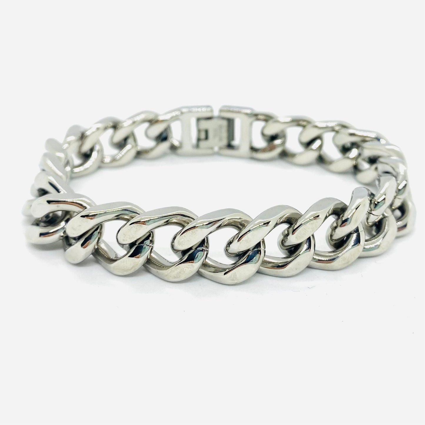 SK4015 1/2’’ Cuban Link Bracelet 1/2’’ Silver Color Bracelet