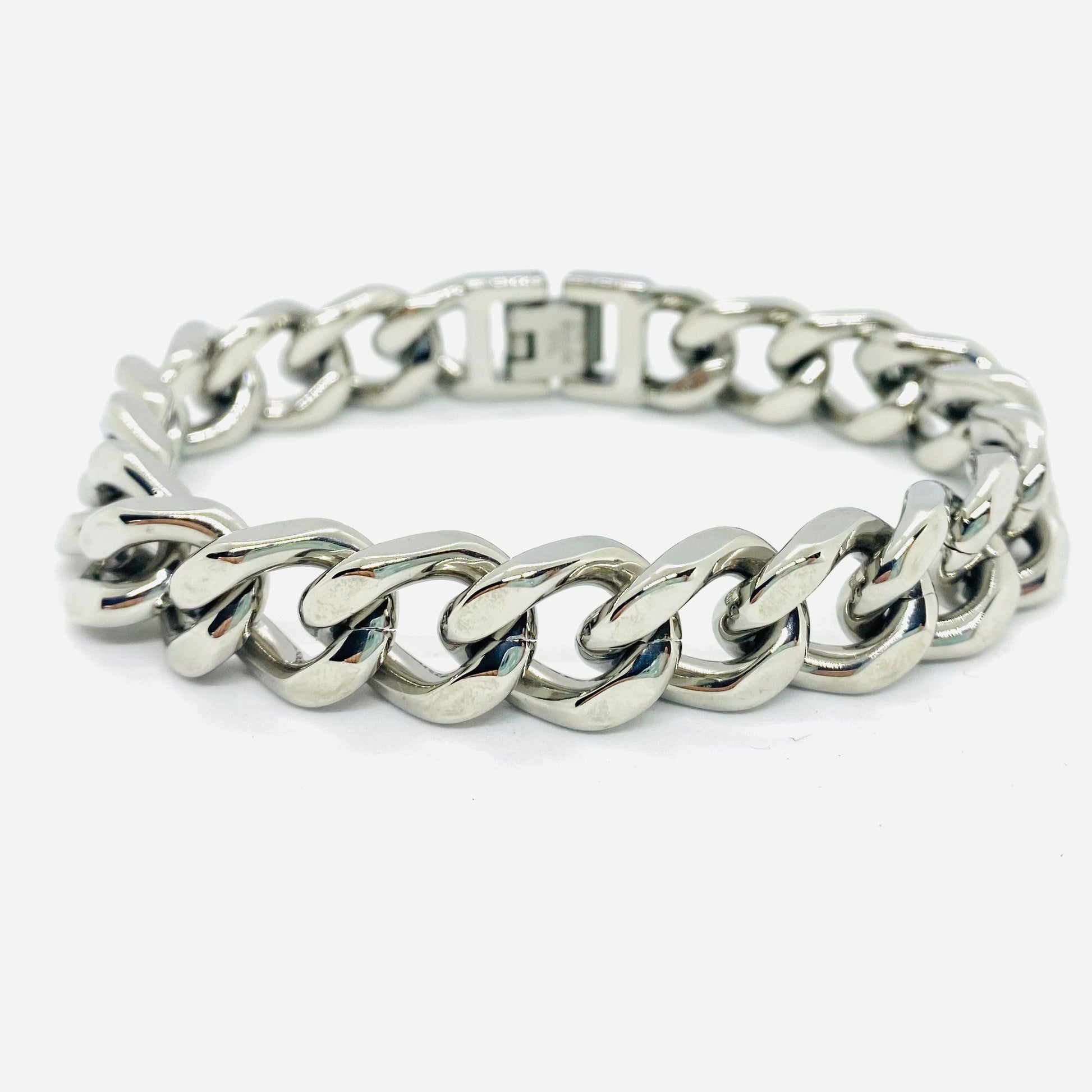 SK4015 1/2’’ Cuban Link Bracelet 1/2’’ Silver Color Bracelet