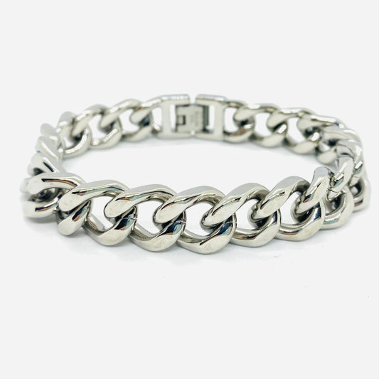 SK4015 1/2’’ Cuban Link Bracelet 1/2’’ Silver Color Bracelet
